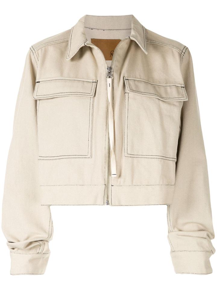G.v.g.v. Contrasting Stitch Cropped Jacket - Yellow