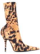 Balenciaga Leopard Knife 110 Sock Boots - Brown