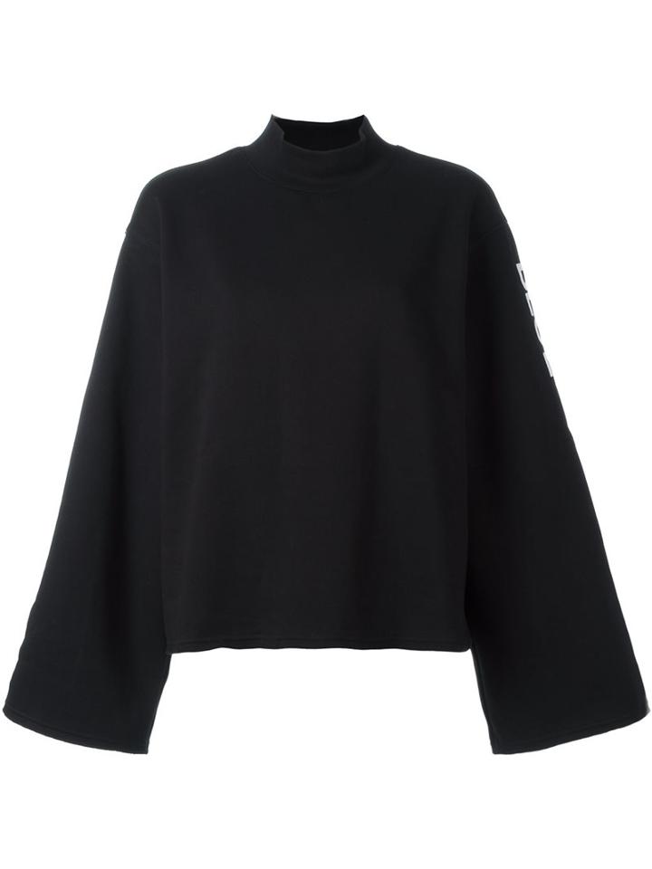 Steve J & Yoni P Flared Sleeved Sweatshirt, Women's, Size: Small, Black, Cotton/polyester