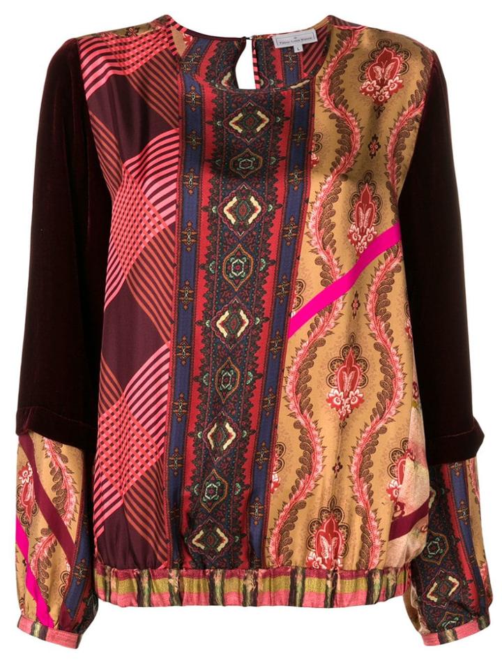 Pierre-louis Mascia Printed Velvet Sleeve Blouse - Red