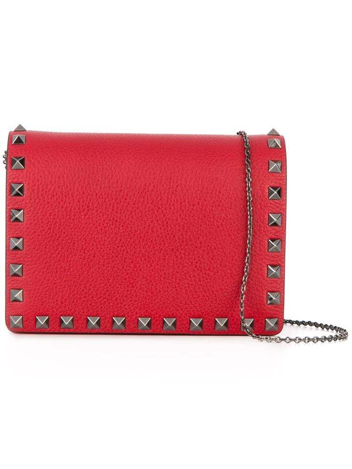 Valentino 'rockstud' Foldover Shoulder Bag, Women's, Red