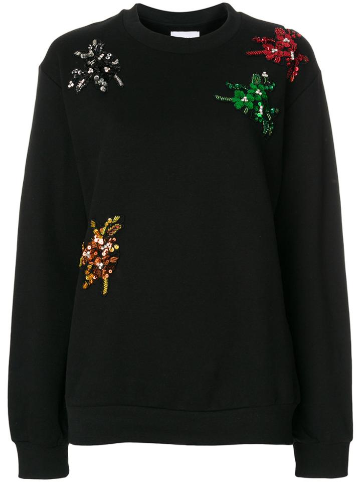 Gaelle Bonheur Sequin Bug Patch Sweatshirt - Black