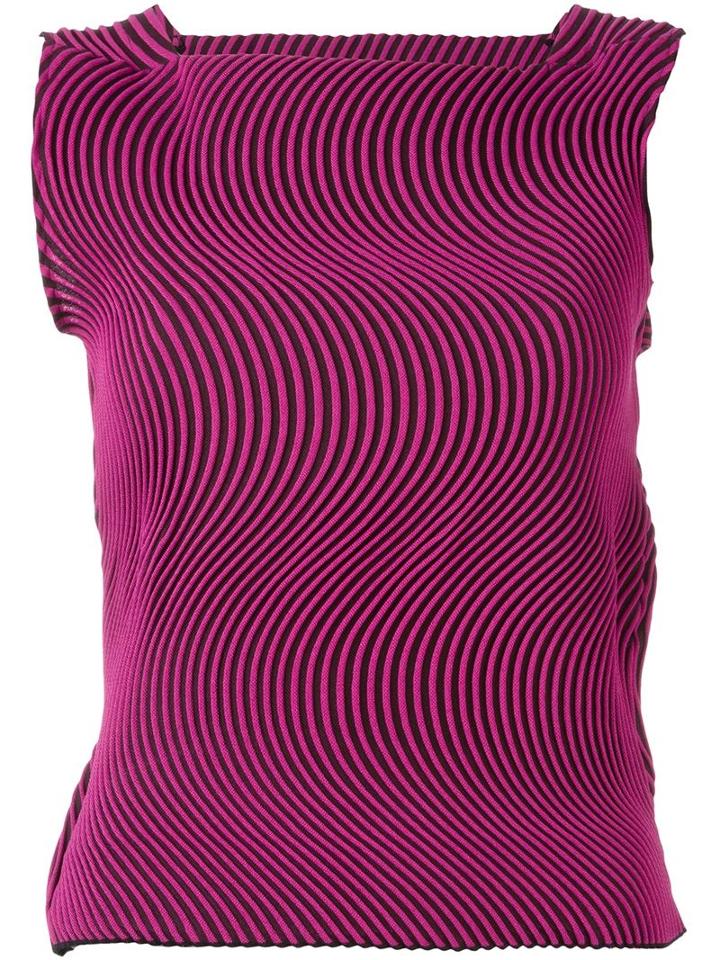 Issey Miyake Wave Pleated Sleeveless Top, Women's, Size: 2, Pink/purple, Polyester