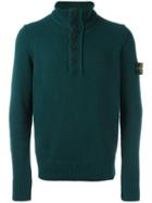 Stone Island Half-button Sweater, Men's, Size: Xl, Green, Polyamide/wool