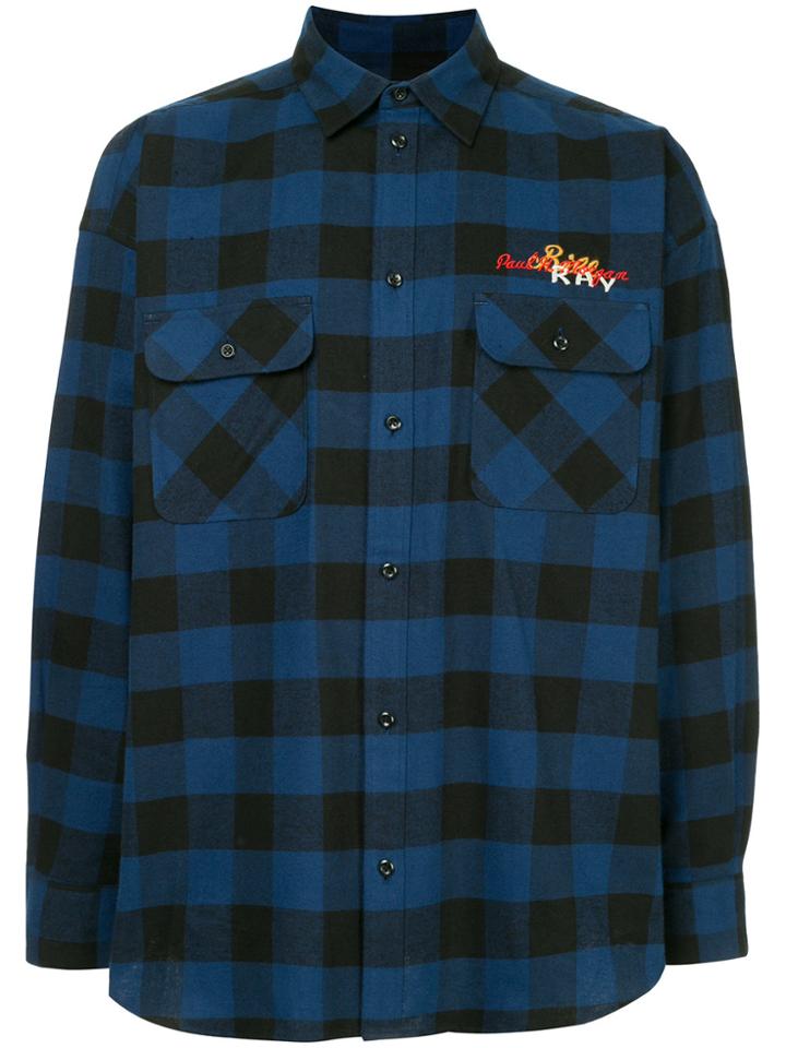 Doublet Back Embroidered Checked Shirt - Blue