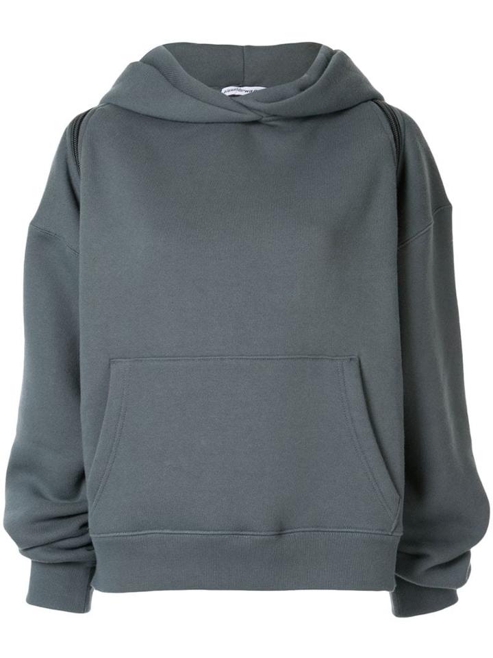 Alexander Wang Zipped Shoulder Hoodie - Blue