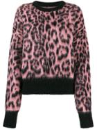 Laneus Textured Leopard Print Jumper - Pink