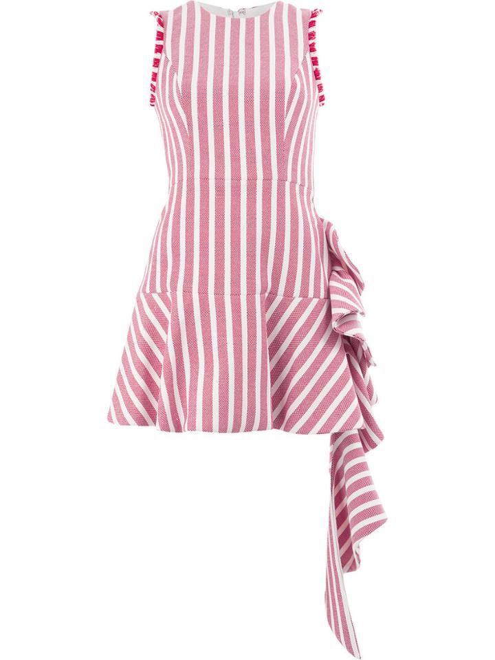Alexis Striped Draped Detail Mini Dress - Red