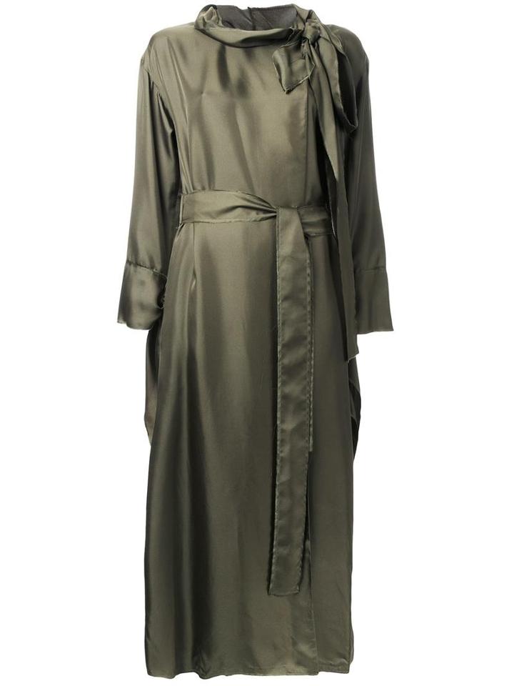 Nino Babukhadia Belted Trench Coat, Women's, Size: 34, Green, Silk/polyester