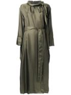 Nino Babukhadia Belted Trench Coat, Women's, Size: 34, Green, Silk/polyester