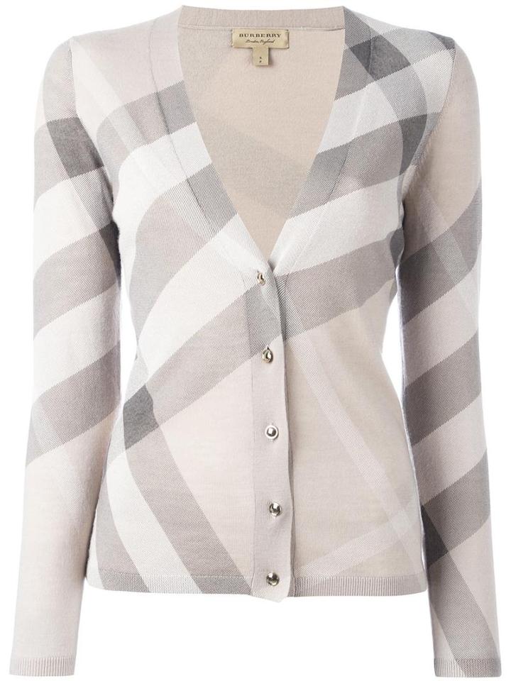 Burberry House Check Cardigan, Women's, Size: Small, Nude/neutrals, Merino/cashmere