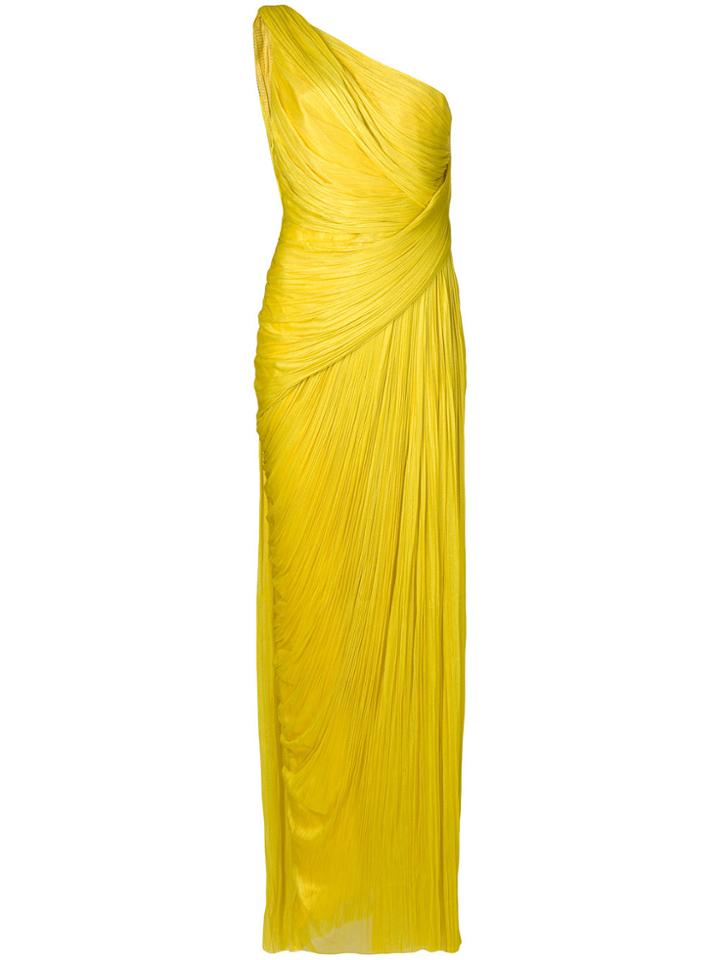 Maria Lucia Hohan One Shoulder Ruched Dress - Yellow & Orange