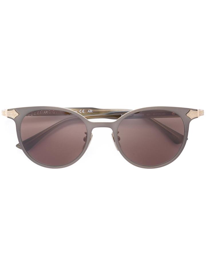 Gucci Eyewear Round Frame Titanium Sunglasses, Men's, Size: 49, Grey, Acetate/titanium