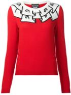 Boutique Moschino Ruffle Effect Sweater, Women's, Size: 42, Red, Virgin Wool