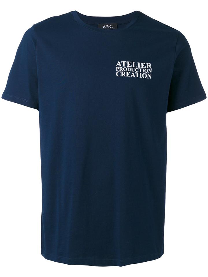 A.p.c. Atelier De Production T-shirt, Men's, Size: Large, Blue, Cotton