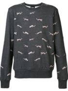 Christopher Raeburn Embroidered Snow Leopard Sweatshirt, Men's, Size: Small, Grey, Cotton