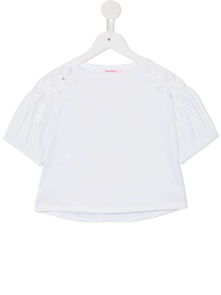 Familiar Floral Apliqué T-shirt, Girl's, Size: 7 Yrs, White