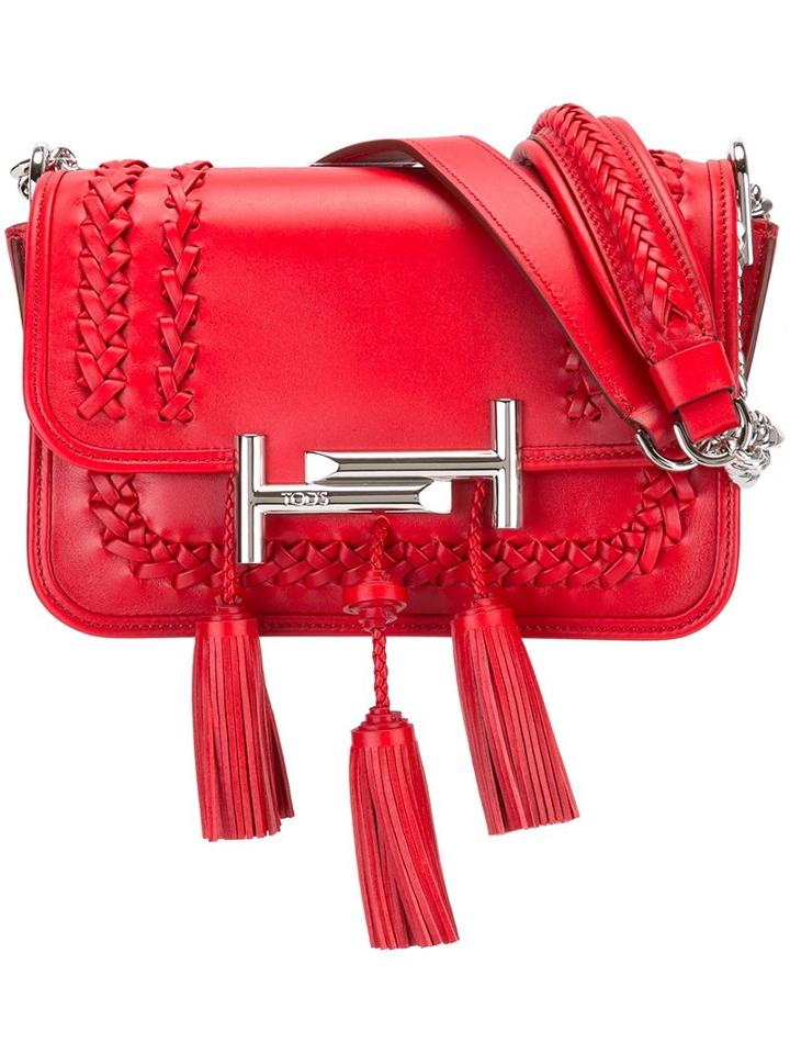 Tod's Tassel Detailed Crossbody Bag, Women's, Red
