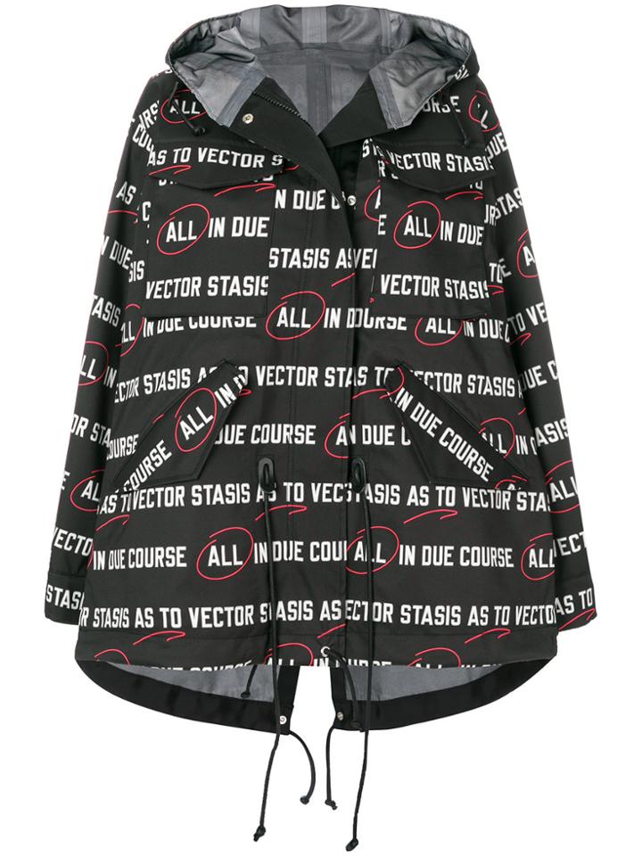 Sacai Slogan Print Raincoat - Black