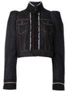 Dsquared2 Embroidered Cropped Denim Jacket, Women's, Size: 42, Blue, Cotton/spandex/elastane