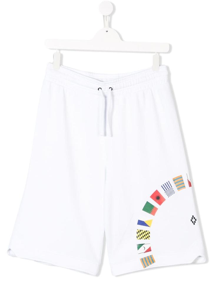 Marcelo Burlon County Of Milan Kids Flag Print Shorts - White