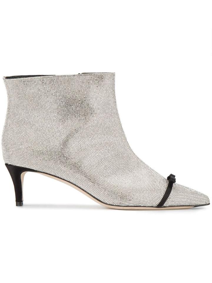 Marco De Vincenzo Boots With Rhinestones And Bow - Metallic