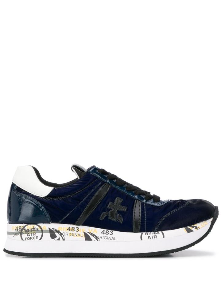 Premiata Conny Logo Patch Sneakers - Blue
