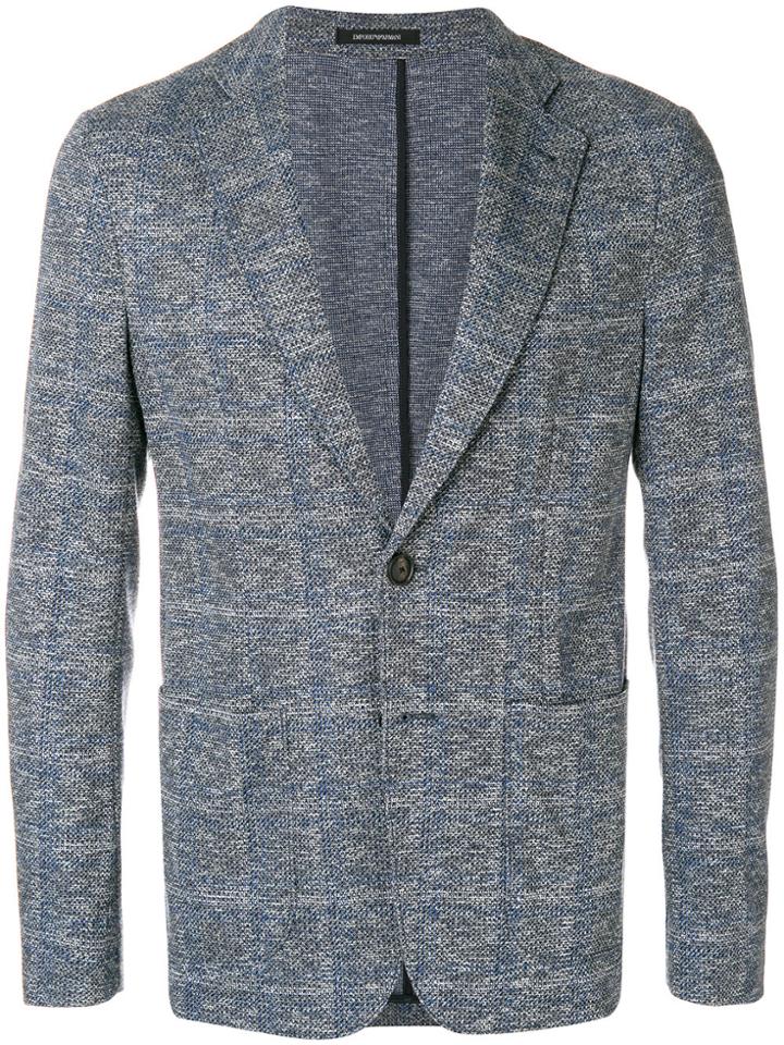 Emporio Armani Unstructed Checked Blazer - Blue
