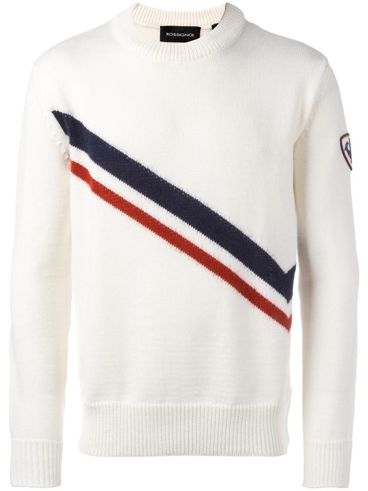 Rossignol Diagonal Stripe Jumper, Men's, Size: 52, White, Virgin Wool/mohair
