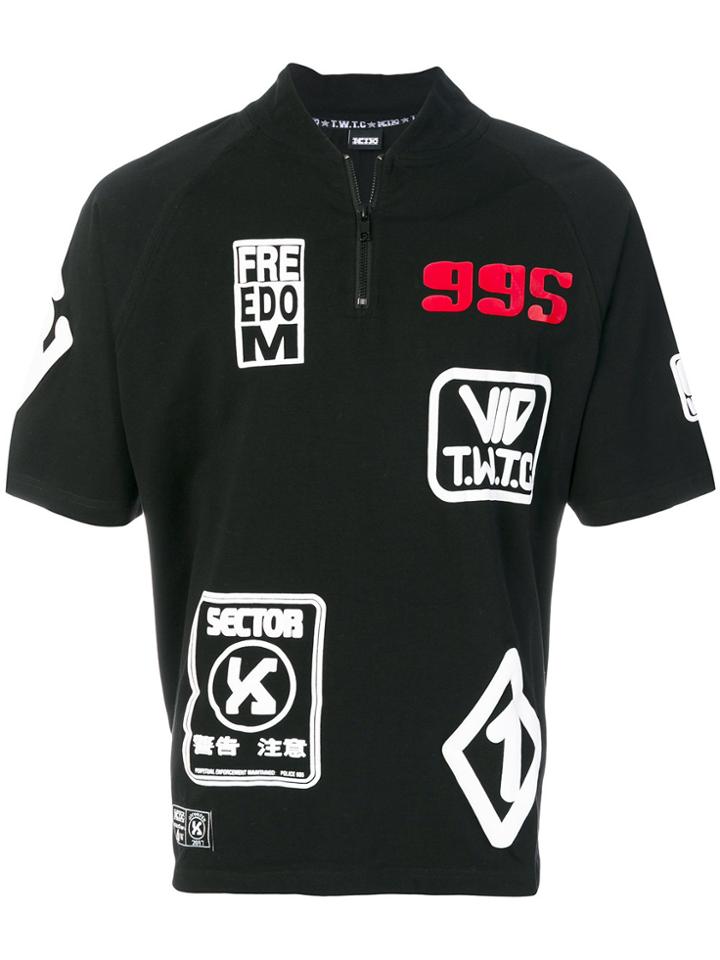 Ktz Patches Zipped T-shirt - Black