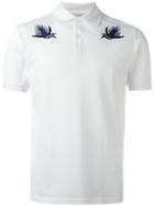 Alexander Mcqueen Swallow Embroidered Polo Shirt, Men's, Size: Xl, White, Cotton