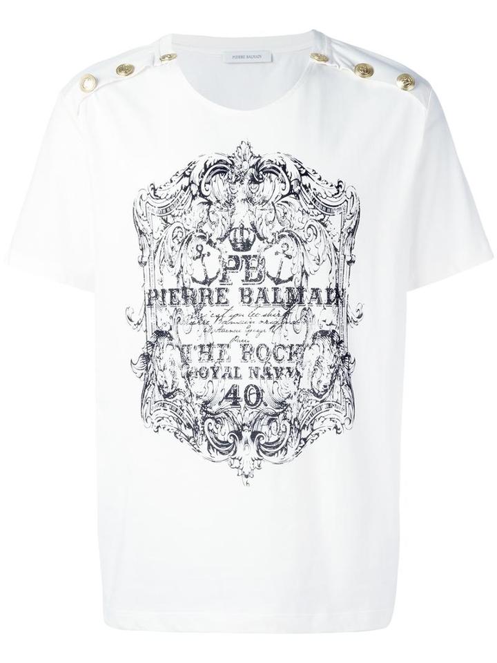 Pierre Balmain Button Detail T-shirt, Men's, Size: 50, White, Cotton