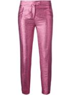 Christian Pellizzari Glittery Tailored Trousers, Women's, Size: 38, Pink/purple, Cotton/acetate/polyester