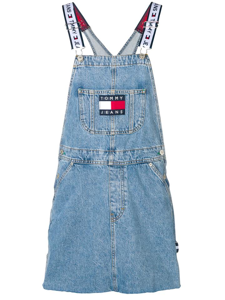 Tommy Hilfiger Logo Dungaree Dress - Blue
