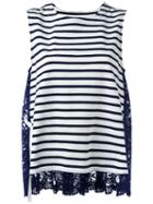 Erika Cavallini Lace Back Striped Top, Women's, Size: Xs, Blue, Cotton
