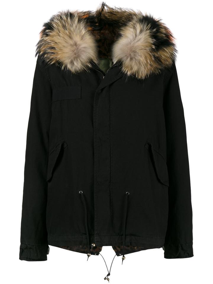Mr & Mrs Italy Mini Black Parka With Fur Hood