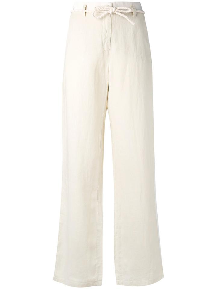 Wide-leg Trousers - Women - Linen/flax - 40, Nude/neutrals, Linen/flax, Armani Jeans