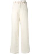 Wide-leg Trousers - Women - Linen/flax - 40, Nude/neutrals, Linen/flax, Armani Jeans