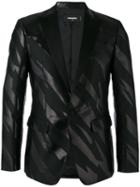 Dsquared2 Striped Tuxedo Jacket, Men's, Size: 50, Black, Silk/cotton/polyester