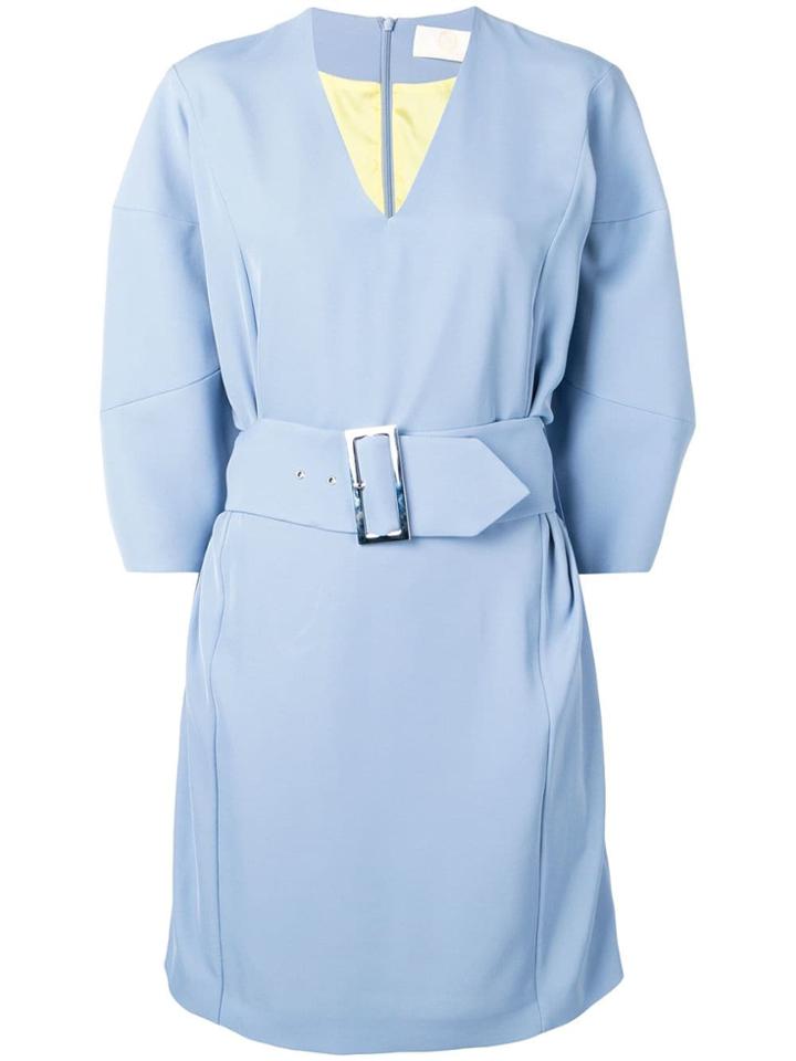 Sara Battaglia Belted Waist Dress - Blue