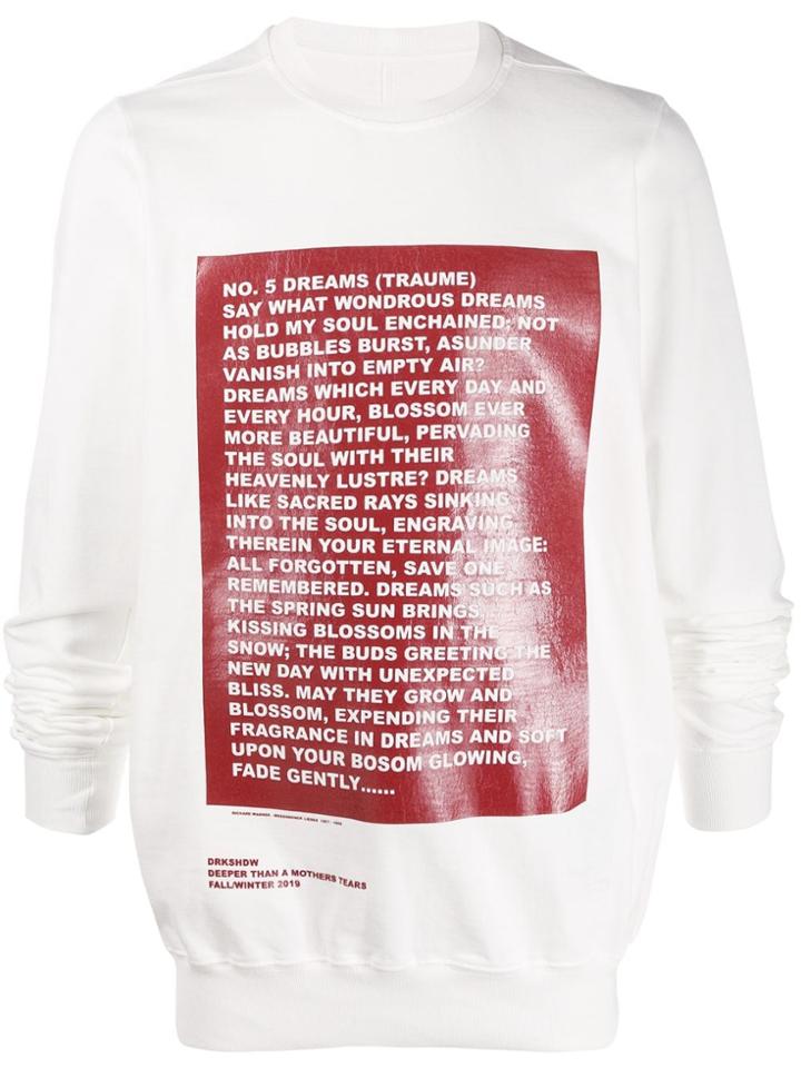 Rick Owens Drkshdw Poem Print T-shirt - White