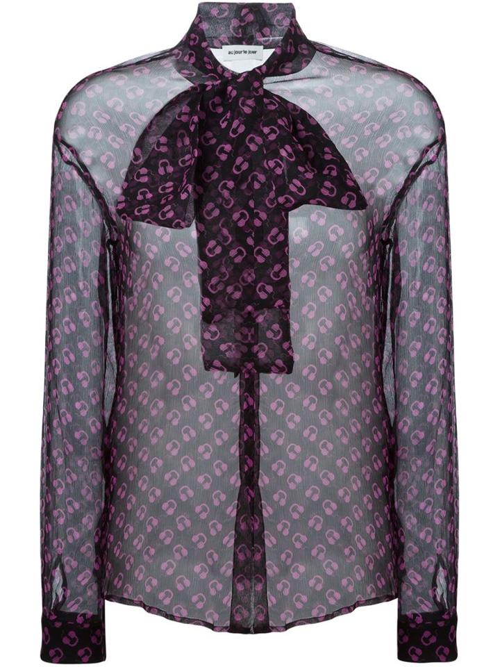 Au Jour Le Jour Headphones Print Sheer Shirt