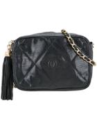 Chanel Vintage Cc Stitch Fringe Chain Bag - Black