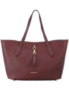 Burberry Brook Tote, Women's, Red, Cotton/calf Leather