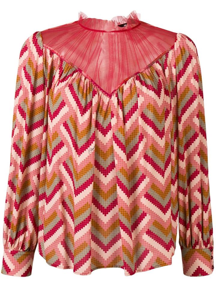 Elisabetta Franchi Geometrical Print Blouse - Pink & Purple