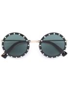 Valentino Eyewear Studded Round Sunglasses - Black