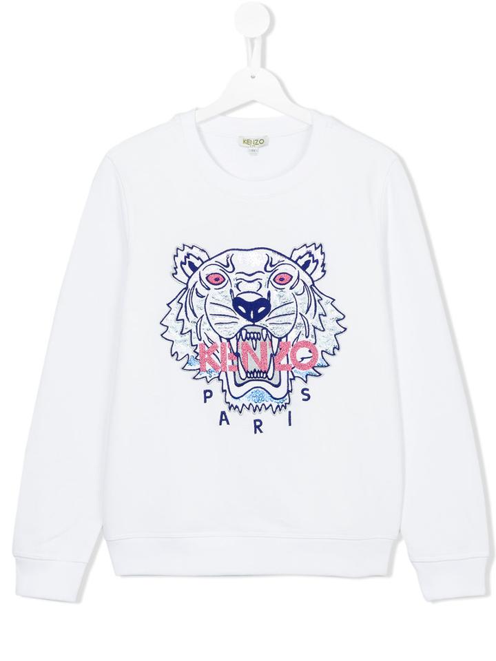 Kenzo Kids Logo Print Sweatshirt, Girl's, Size: 16 Yrs, White