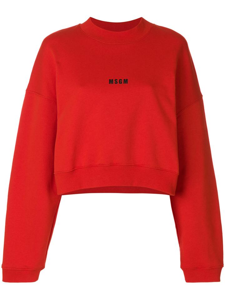 Msgm Cropped Mini Logo Sweatshirt - Yellow & Orange