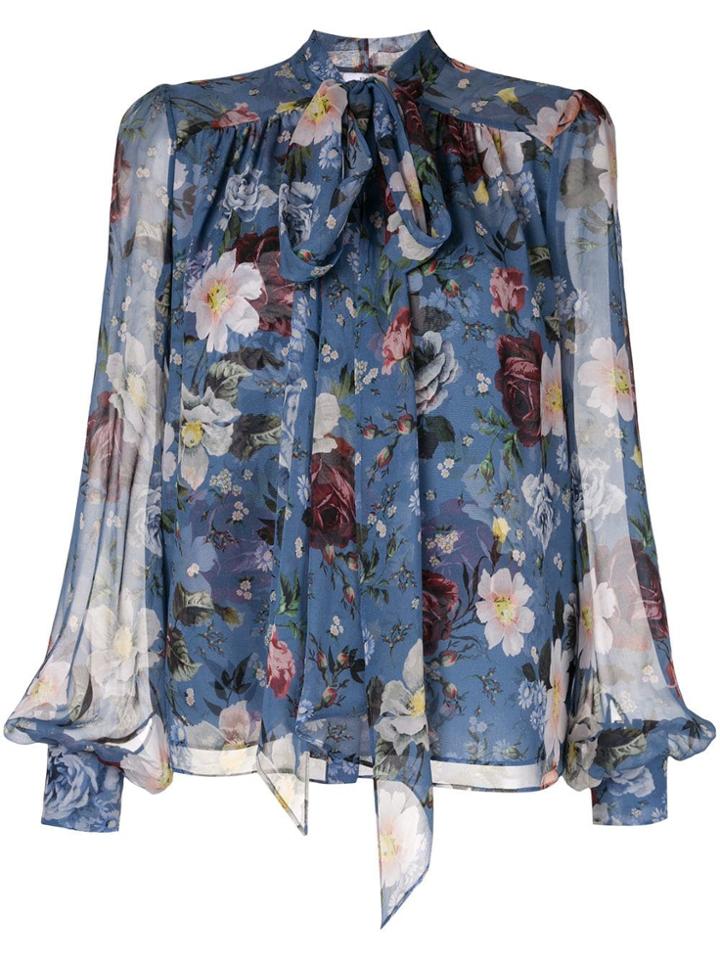 Erdem Sheer Tied Neckline Blouse - Blue