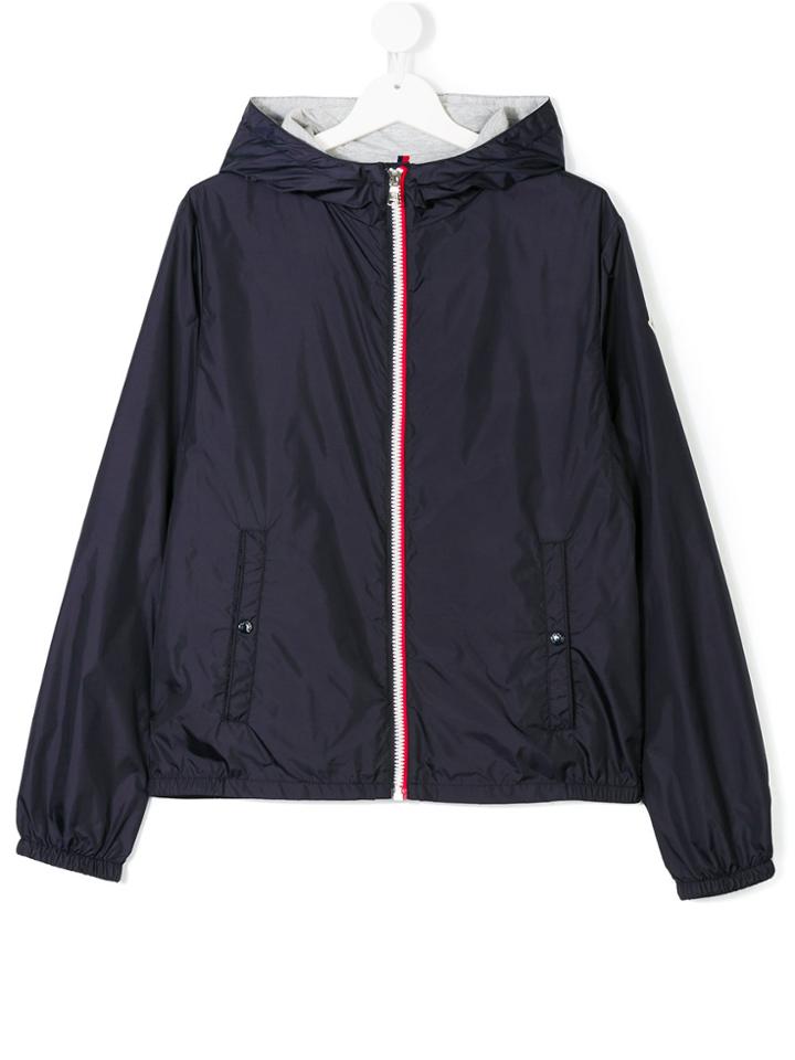 Moncler Kids Hooded Zipped Lightweight Jacket - Blue